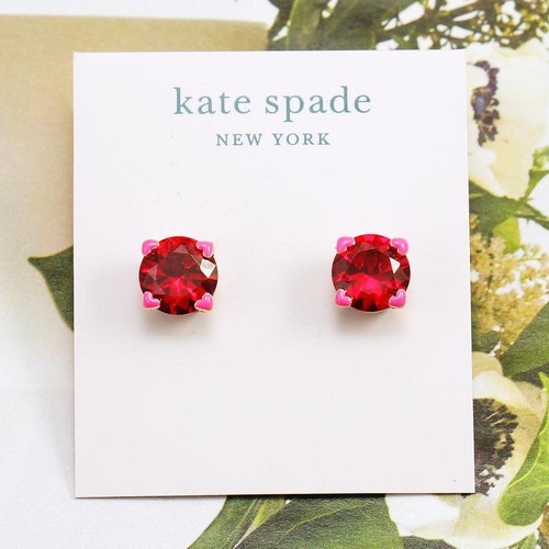NWT Kate Spade Heart Prong Earrings Red Pink Rose Gold Plated - Picture 2 of 6