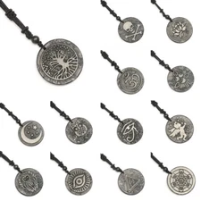 Round Triangle Shungite Stones Crystal Necklace Rope Pendant Protection EMF Gift