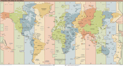 2018 Standard Time Zones World Map Time zone School Wall Art Poster Print Decor