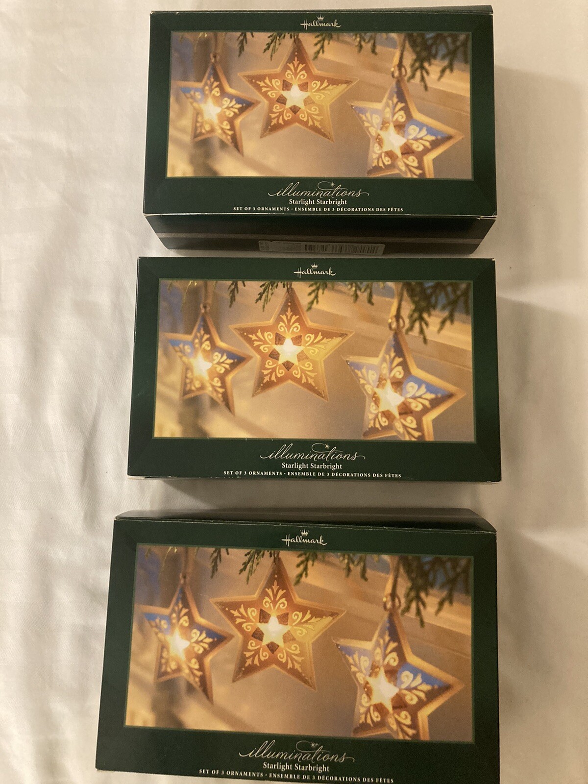 Hallmark Illuminations Starlight Starbright Set of 3 lightup Ornaments