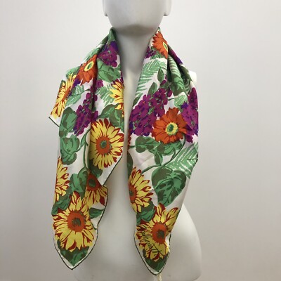 FALCONETTO Silk Scarf With Flowers Print Multicolored