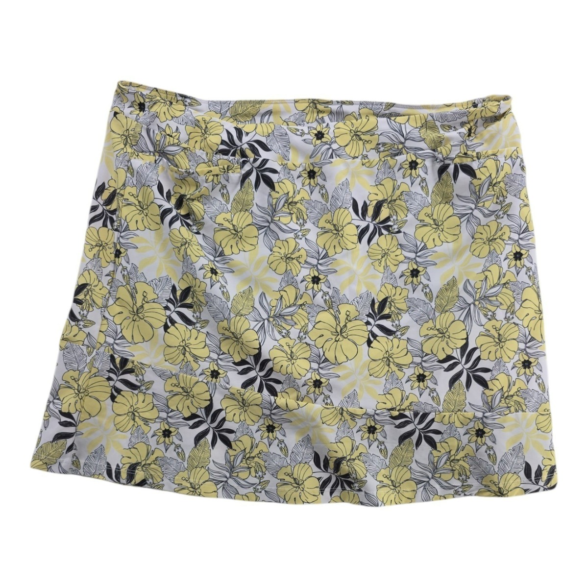 Women's Mimosa by Nivo Hibiscus Floral Yellow Black Skort Size XL View 2