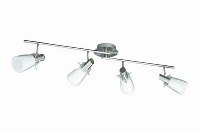 Energiespar Spotbalken Amperi Deckenleuchte 4x E14 9W gebürsteter Stahl bewegbar - Bild 1 von 2