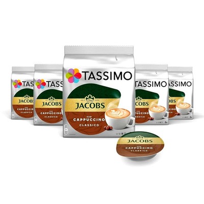 Tassimo Jacobs Cappuccino, Rainforest Alliance Certified, Pack of 5, 5 x 16 T-Di