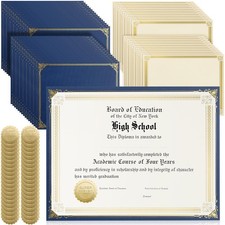 150 PCS Certificate Kit 50 Diplomas 50 Holders 50 Gold Seals Blue