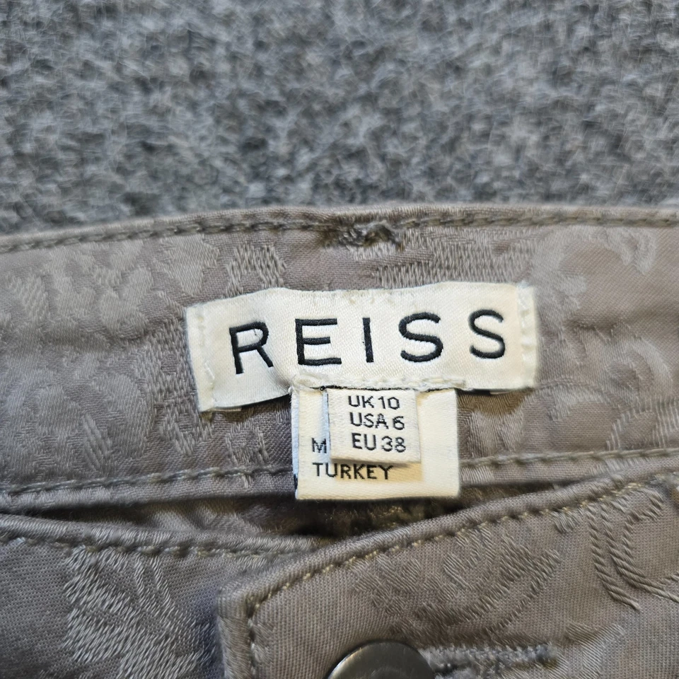 Pantalones Reiss Mujer Talla 10 Gris Floral Tono Sobre Tono Ajustados Damasco Cápsula Clásica Foto 4 de 4