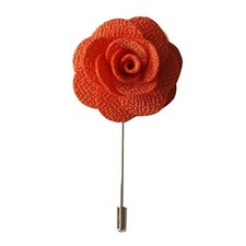 Men's Lapel Flower Stick Brooch Pin Boutonniere for Suit Tuxedo Corsage Orange