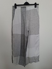 OSKA White And Grey  Linen Summer Trousers Size 2 UK 12