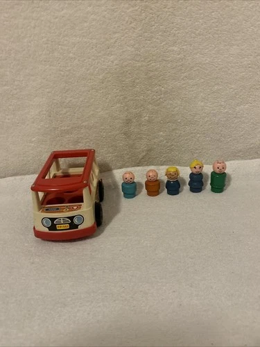 VTG Fisher Price 1969 Little People Family Mini Bus #141 W/5 People FREE SHIP