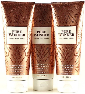 QTY 3 - Bath & Body Works PURE WONDER Body Cream Lotion Moisturizer 8oz