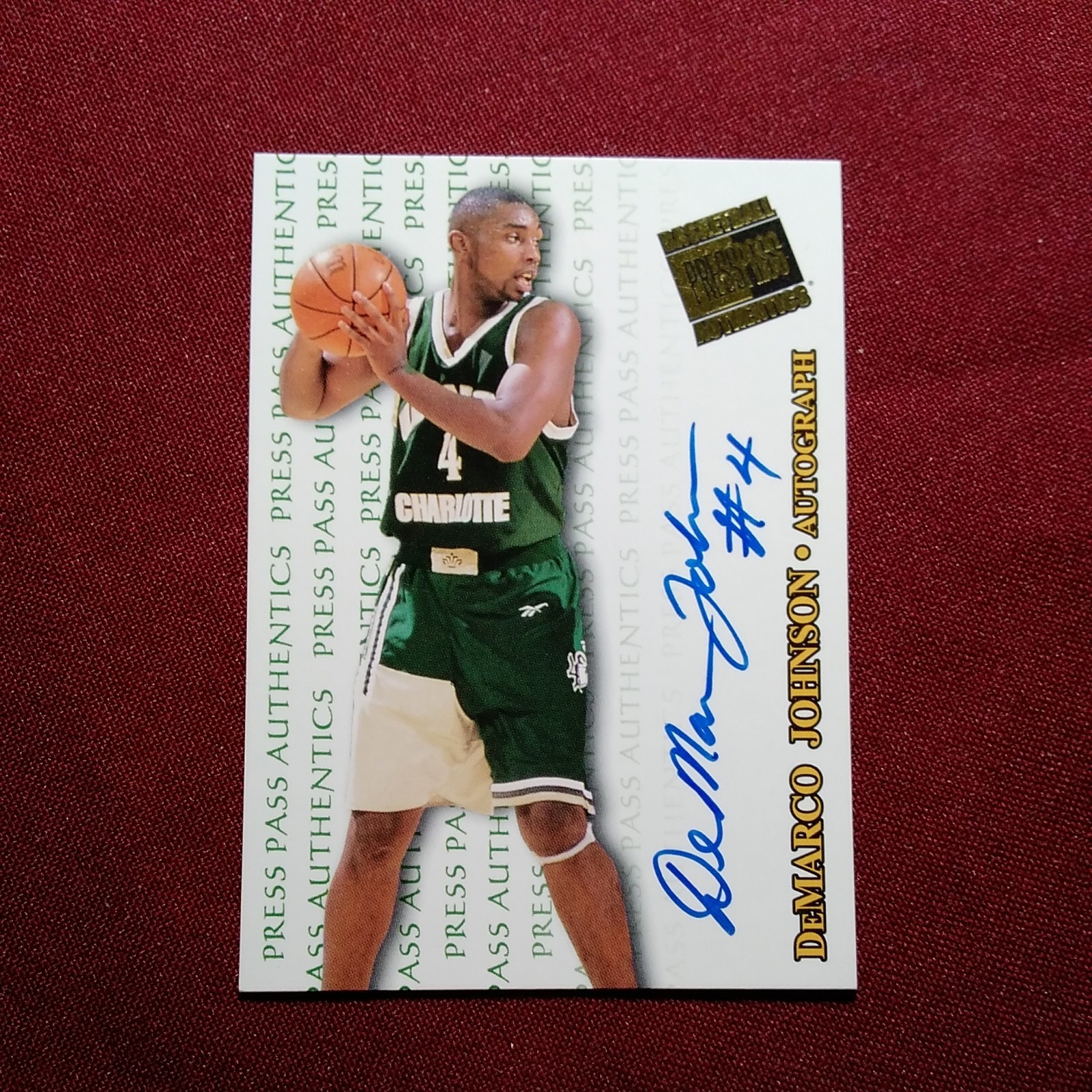 1998 Press Pass Authentics - Autographs DeMarco Johnson (AU, RC) Charlotte Nice!