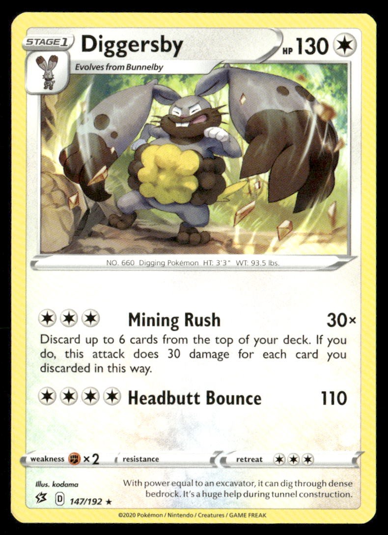 Diggersby Rebel Clash 147/192 Rare Pokemon Near Mint
