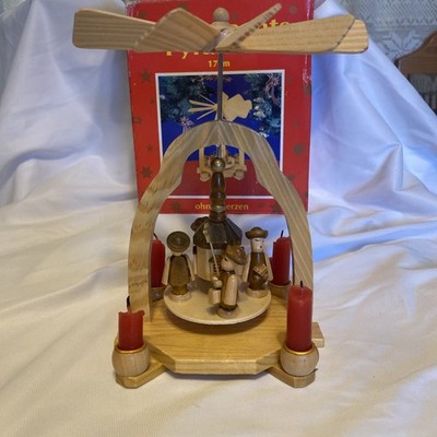 Vintage Christmas German Carousel 1 Level Wooden Carousel 17 cm Ohne Kerzen