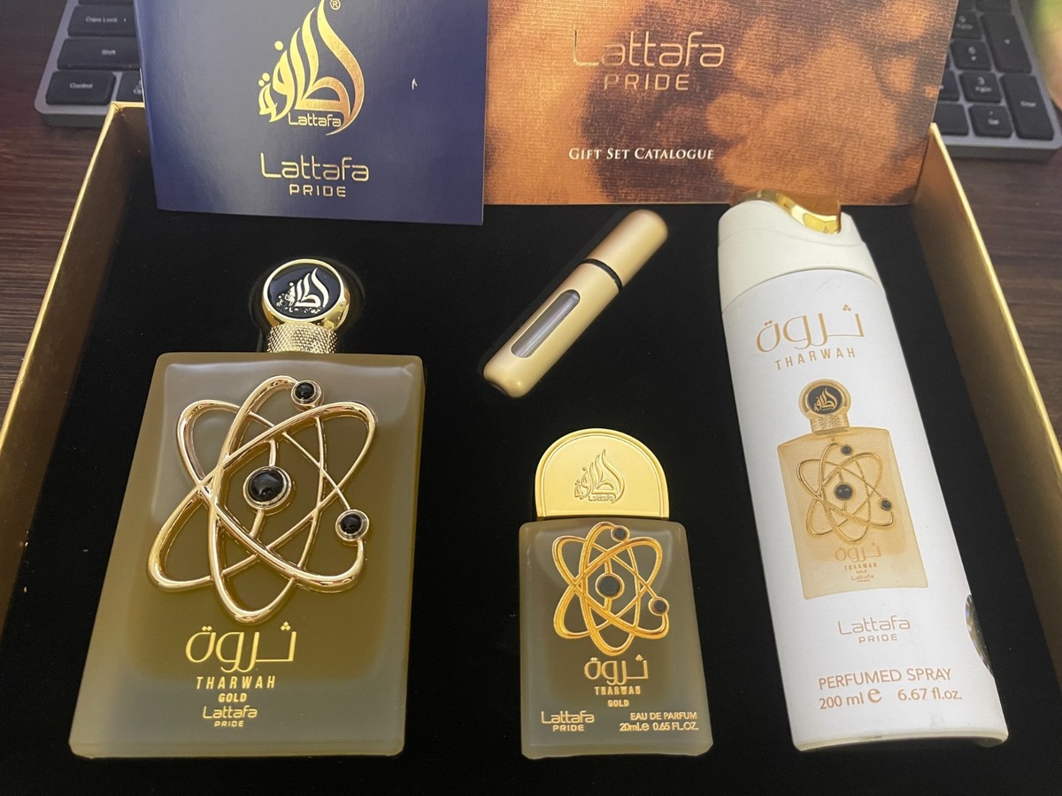Tharwah Gold by Lattafa (Pride Collection) 3-piece gift set