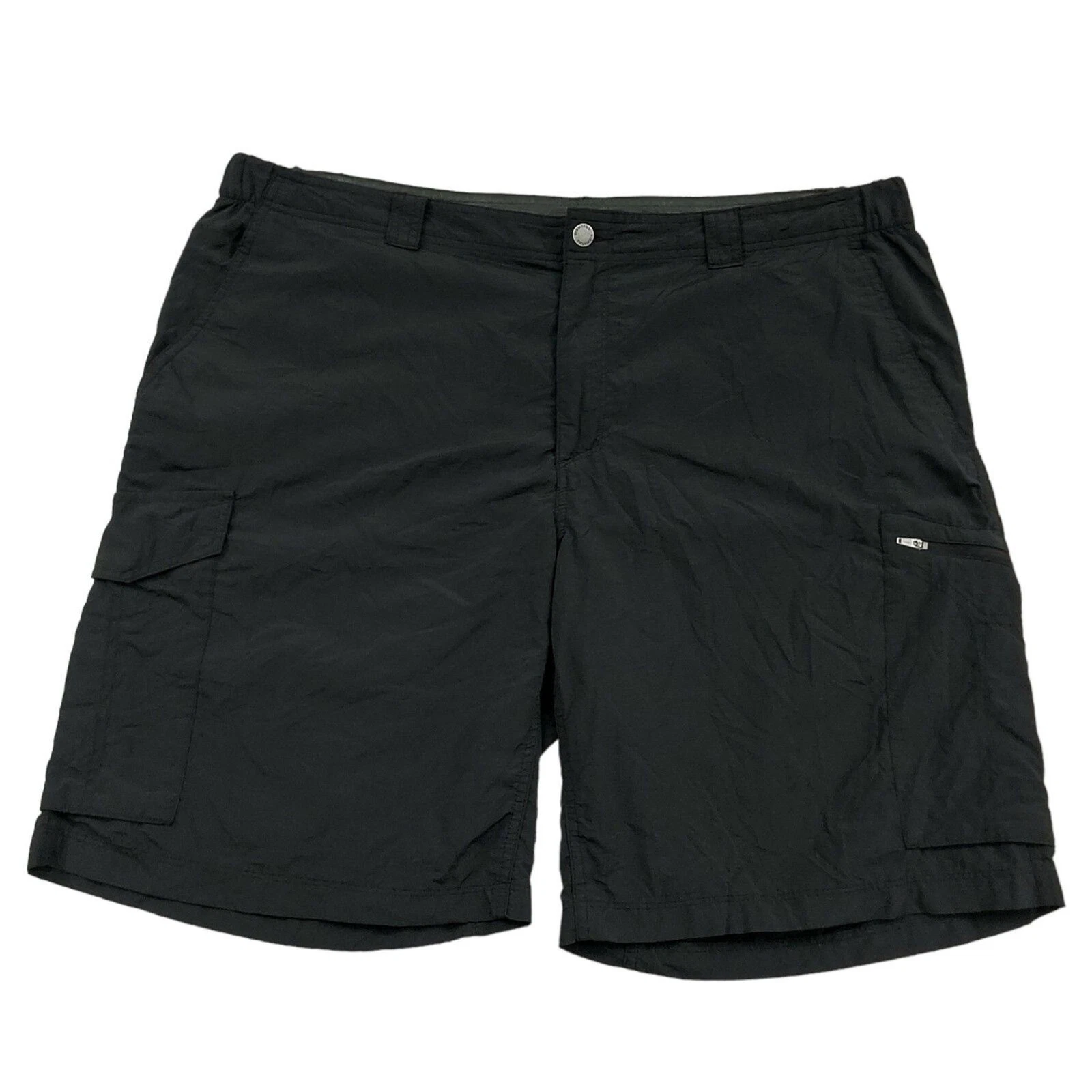 Columbia Cargo Shorts Mens 42 Black 10" Inseam Lightweight Nylon Hiking Outdoor