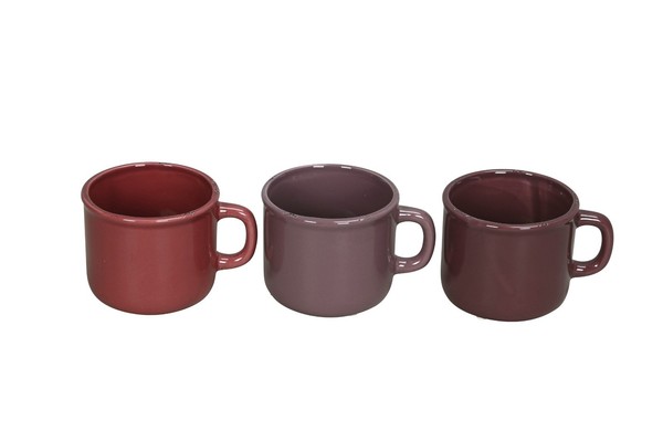 Pflanztasse Dolomit 3Fb. Sort. Bunt Tasse ÜBertopf Herbst Keramik Ø14X11Cm H9Cm-image