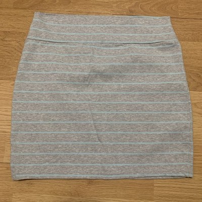 Cotton On Women's Gray Blue Striped Mini Skirt Size Small 95% Cotton NWOT 