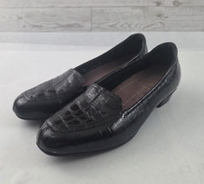 Clarks Everyday Women s Size 6M Black Croc Embossed Leather Comfort Loafers