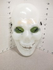 halloween mask 1990s white SKULL smiling skeleton thick plastic molded ADULT