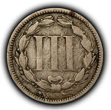 1865 3c Nickel Three Cent Piece - Mint Error Retained Cud - SKU-Z6282