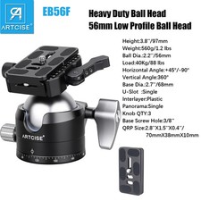 56mm Low Profile Tripod Head Panoramic BallHead with Lever Release Clamp 88lbs