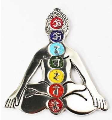 7 Chakra Metall Räucherstäbchen Halter in Form von Buddha (T102)