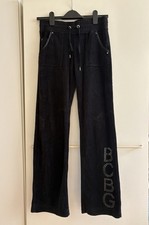 BCBG Maxazaria Rhinestone Velour Track Pants Sweatpants Black Drawstrings S 0 2