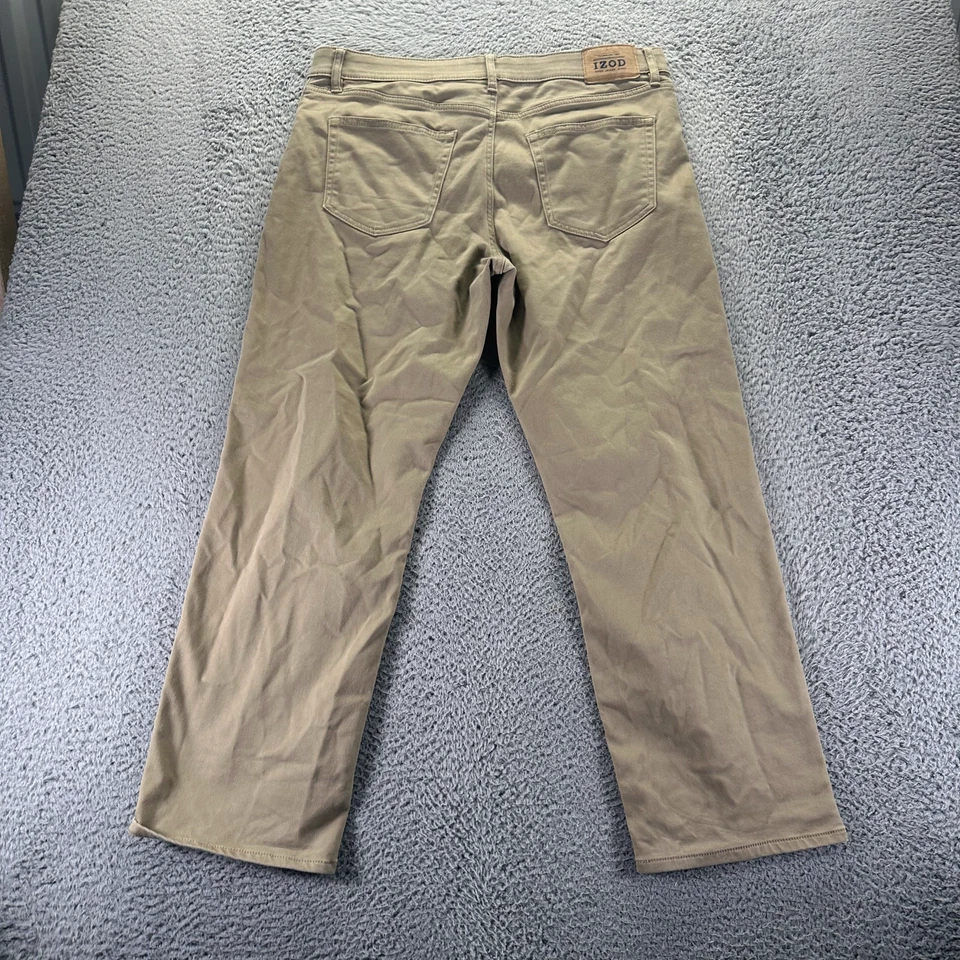 Pantalón Izod Para Hombre 36x30 Marrón Algodón Chino Recto Preppy Clásico Oficina Negocios Foto 4 de 4