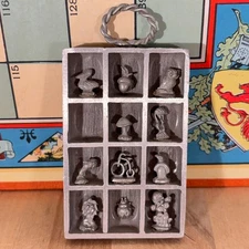 Vtg Rawcliffe Pewter Miniature Trinket Display Shelf, Signed, 3.25"h