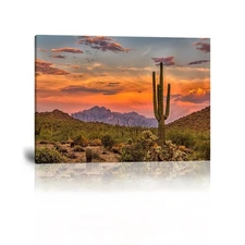 Arizona Wall Art Cactus Sunset in Desert Landscape Wall Decor Nature Pictures...