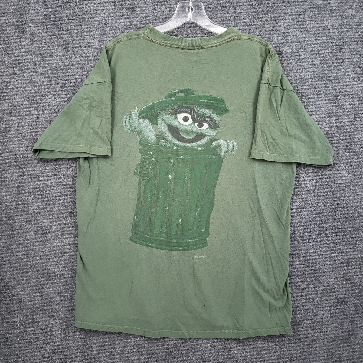 VINTAGE 90s Oscar The Grouch T Shirt Mens Large Green Sesame 