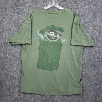 VINTAGE 90s Oscar The Grouch T Shirt Mens Large Green Sesame 