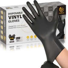 Black Vinyl Gloves, Food Grade Gloves Disposable Latex Free Powder Free,
