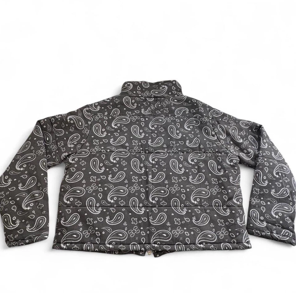 Chaqueta acolchada de cachemira gris y blanca MNML para hombre talla grande cremallera completa Foto 3 de 4