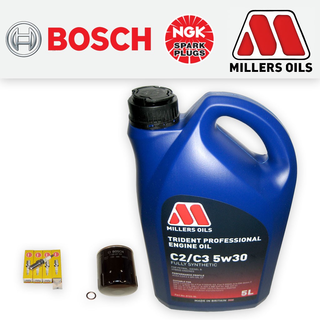 SERVICE KIT PEUGEOT 206 2.0 16V GTI OIL FILTER PLUGS +5w30 FS C2/C3 OIL (99-05)