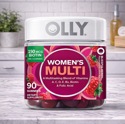 OLLY Women's Multivitamin Gummy, Vitamins A, D, C, E, Biotin,Folic Acid,90 Count