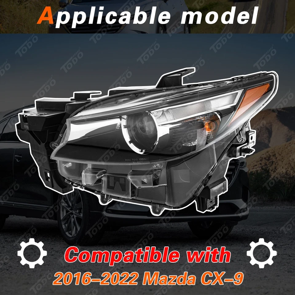 LED Headlight Headlamp For Mazda CX-9 CX9 2016-2022 W/Bulb W/O AFS Driver LH - Image 4 of 4