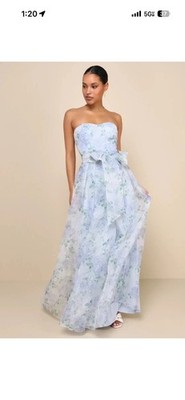 NWT Lulus Charming Sweetness Periwinkle Blue Floral Strapless Organza Maxi Dress | eBay NWT Lulus Charming Sweetness Periwinkle Blue Floral Strapless Organza Maxi Dress | eBay