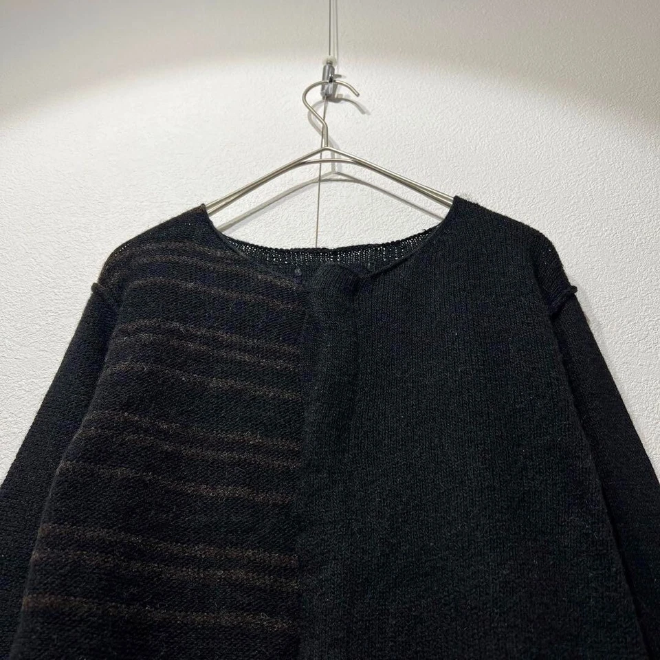 Cárdigan de diseño a rayas de lana Camel de Yohji Yamamoto Y sin cuello Foto 3 de 4