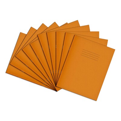 RHINO A5+ Schulhefte, 48 Seiten / 5 mm quadratisches Papier, orange, 10er-Pack
