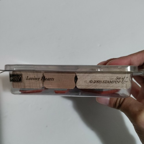 Juego de 7 estampillas de goma Stampin' Up Loving Hearts montadas en madera 2003 - Imagen 5 de 7