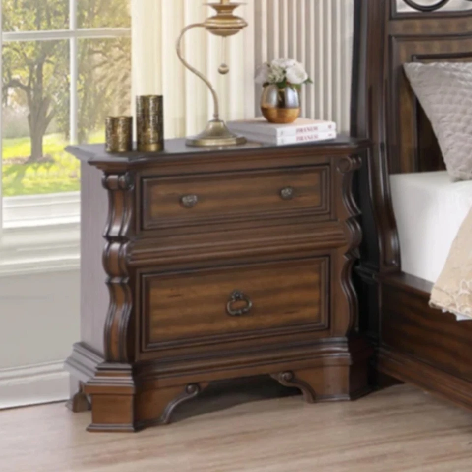 NEW Queen King 5PC Walnut Brown Classic Sleigh Bedroom Set Traditional B/D/M/N/C - Image 4 of 4