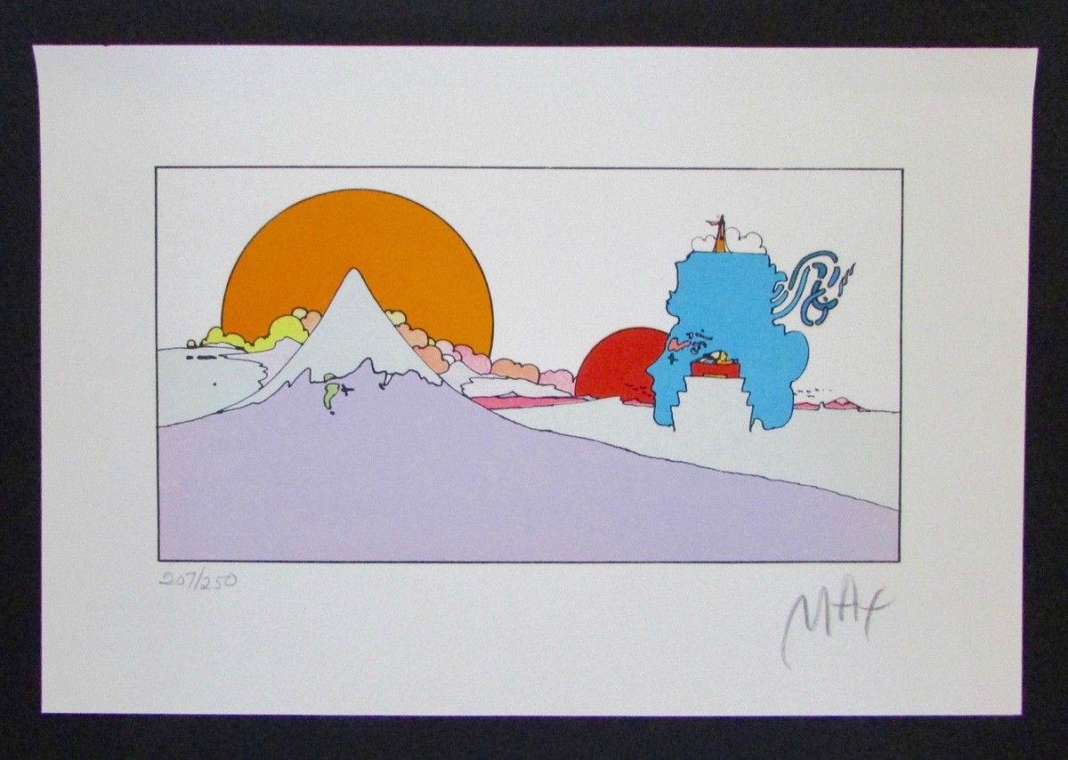1970's PETER MAX Signed Serigraph Sunset Landscape 207/250 | eBay