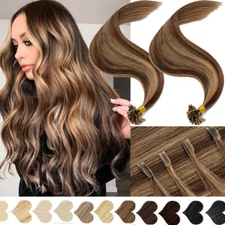 100% Russian Pre Bonded U-Tip Nail Keratin Human Hair Extensions Remy Hair 100GR