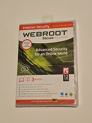 Webroot SecureAnywhere Internet Security - Full Version for Windows & Mac SEALED