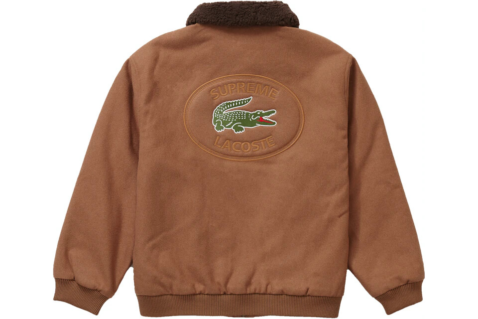 Supreme x Lacoste Wool Bomber Tan Size Large / OBO | eBay