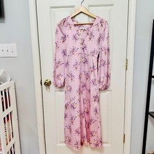 LOVESHACKFANCY KINNEAR FLORAL SATIN MIDI DRESS SZ 2 RETAIL $595