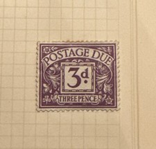 3d Three Pence Violet Postage Due Revenue Stamp Mounted Unfranked