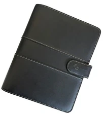 Franklin Covey Planner 7-Ring Black Faux Leather Classic Magnetic Snap Organizer