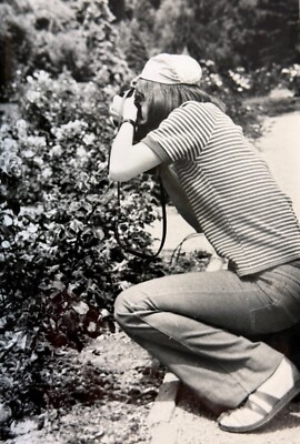 Vintage Snapshot Photo 1970s Handsome Young Man Photographer Naturalist B&W